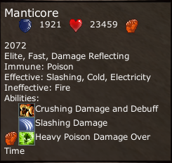 This target window reveals the enemy's abilities, weaknesses, and immunity.